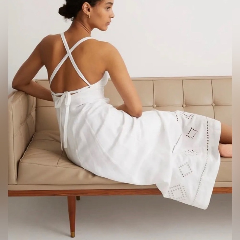 Madewell White Eyelet-Hem Linen Maxi Dress - Picture 3 of 8